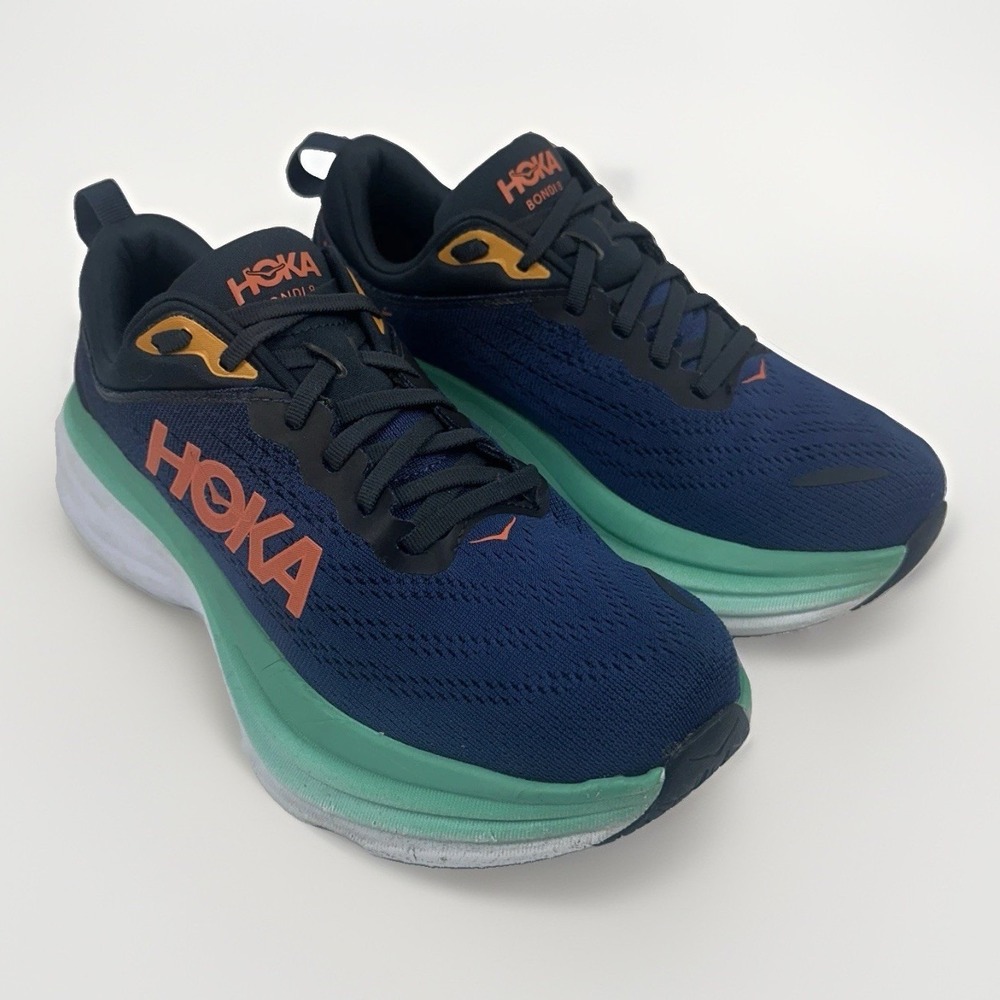 HOKA One One Bondi 8 Womens 7.5 D Wide Blue Running Walking Shoes 1127954 OSBB